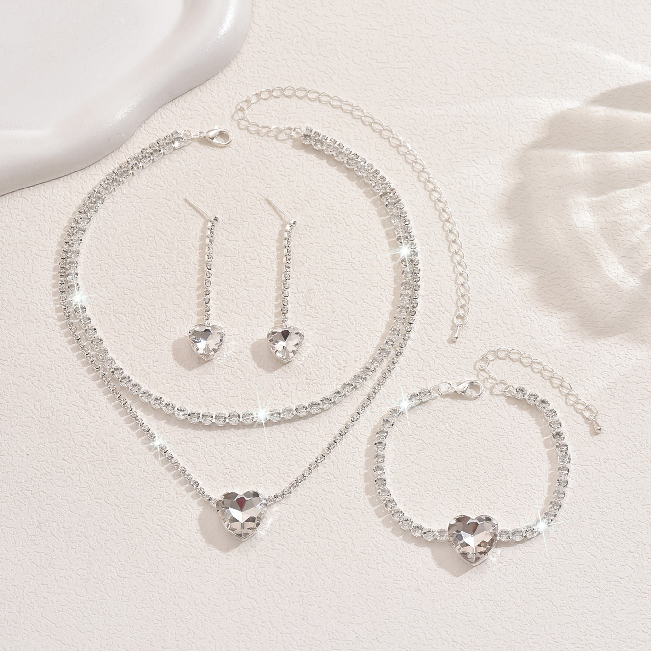 White Sapphire Heart Cut Jewelry Set