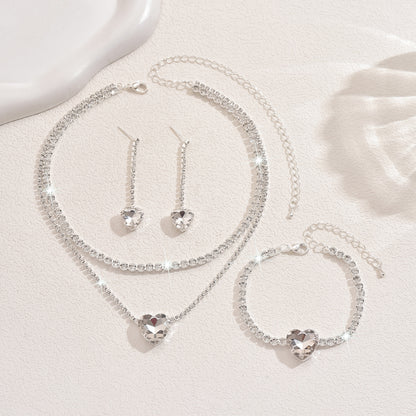 White Sapphire Heart Cut Jewelry Set