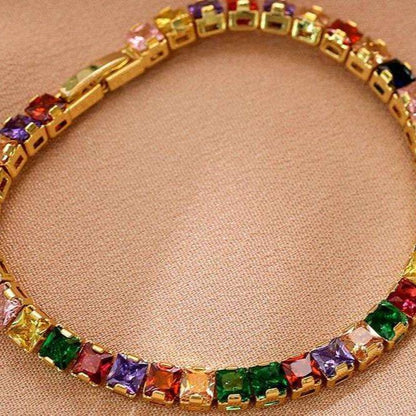 14Ct Rainbow Sapphire Baguette Cut Bracelet