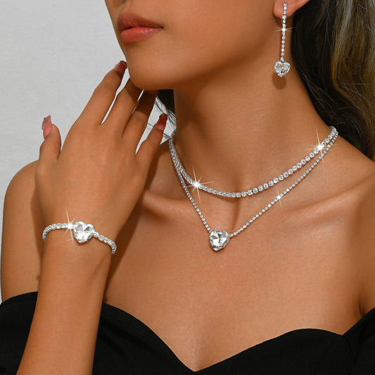 White Sapphire Heart Cut Jewelry Set