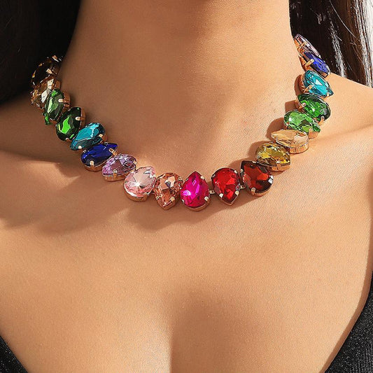 33Ct Rainbow Sapphire Pear Cut Necklace