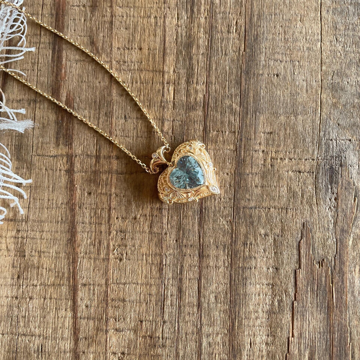 8Ct Blue Sapphire Heart Cut Necklace