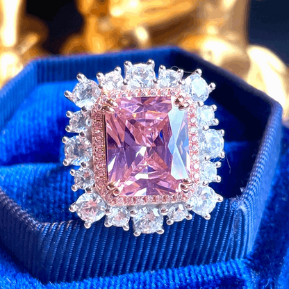 10Ct Pink Sapphire Cushion Cut Engaement Ring