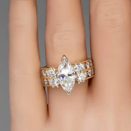 8Ct White Sapphire Marquise Cut Engaement Ring