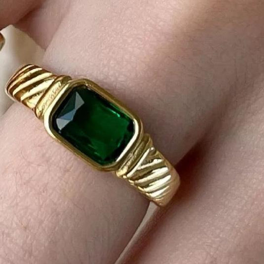 3Ct Green Sapphire Baguette Cut Ring