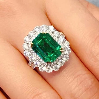 12Ct Green Sapphire Baguette Cut Engaement Ring