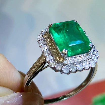 10Ct Green Sapphire Baguette Cut  Engagement Ring