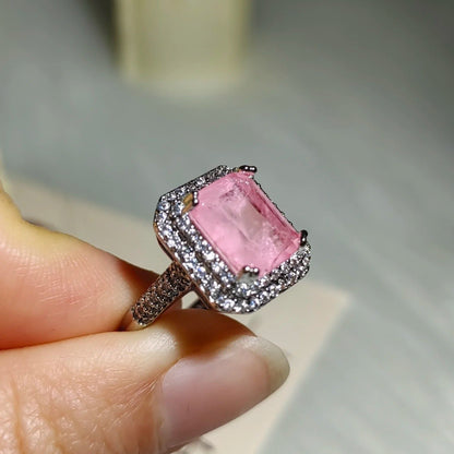 10Ct Pink Sapphire Baguette Cut  Engagement Ring