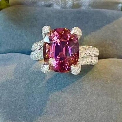 8Ct Pink Sapphire Oval Cut Engaement Ring