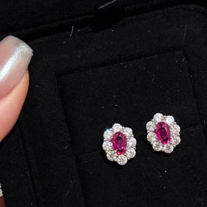 8Ct Pink Sapphire Oval Cut Stud Earrings