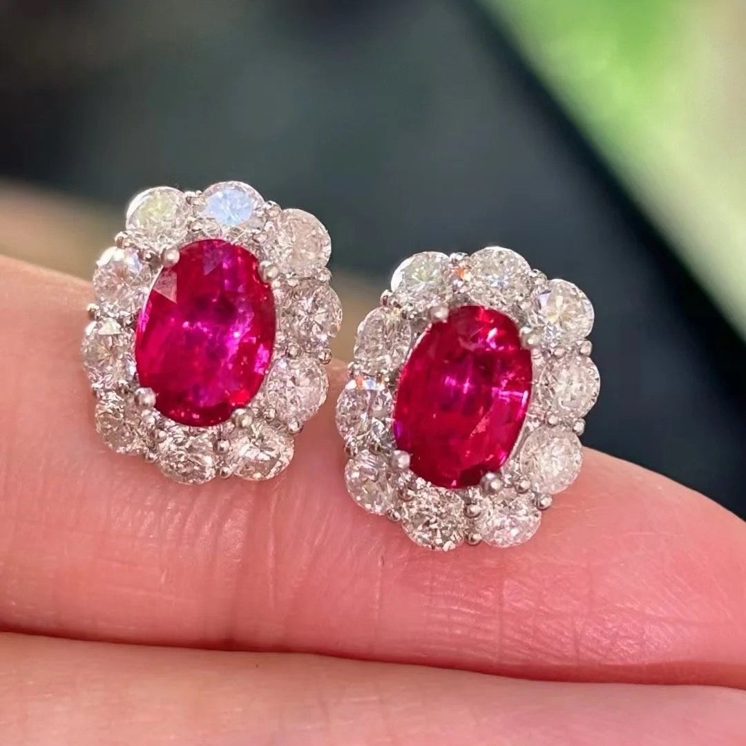 8Ct Pink Sapphire Oval Cut Stud Earrings