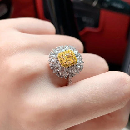 8Ct Yellow Sapphire Cushion Cut Ring