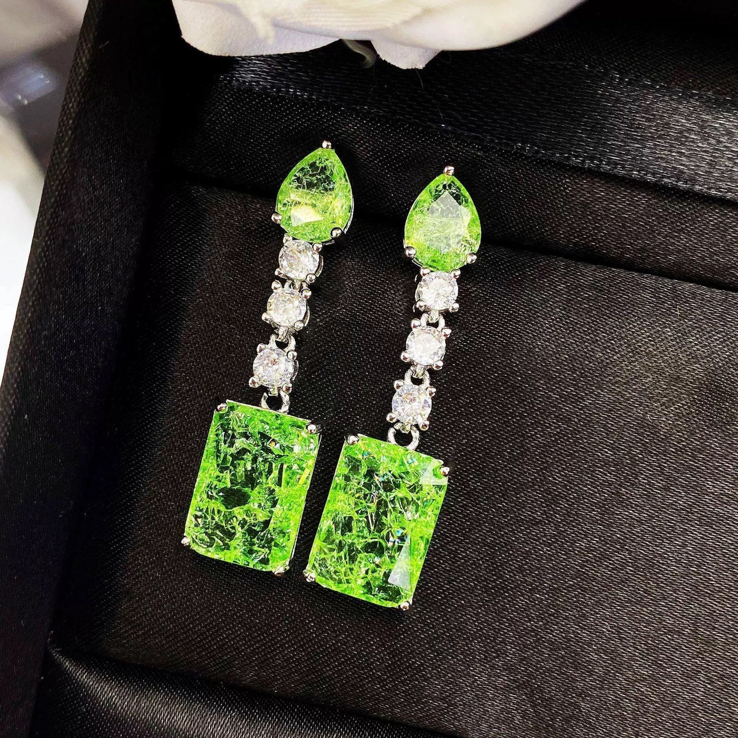 Green Sapphire Baguette Cut Jewelry Set