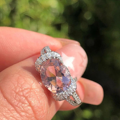 8Ct Pink Sapphire Cushion Cut Ring