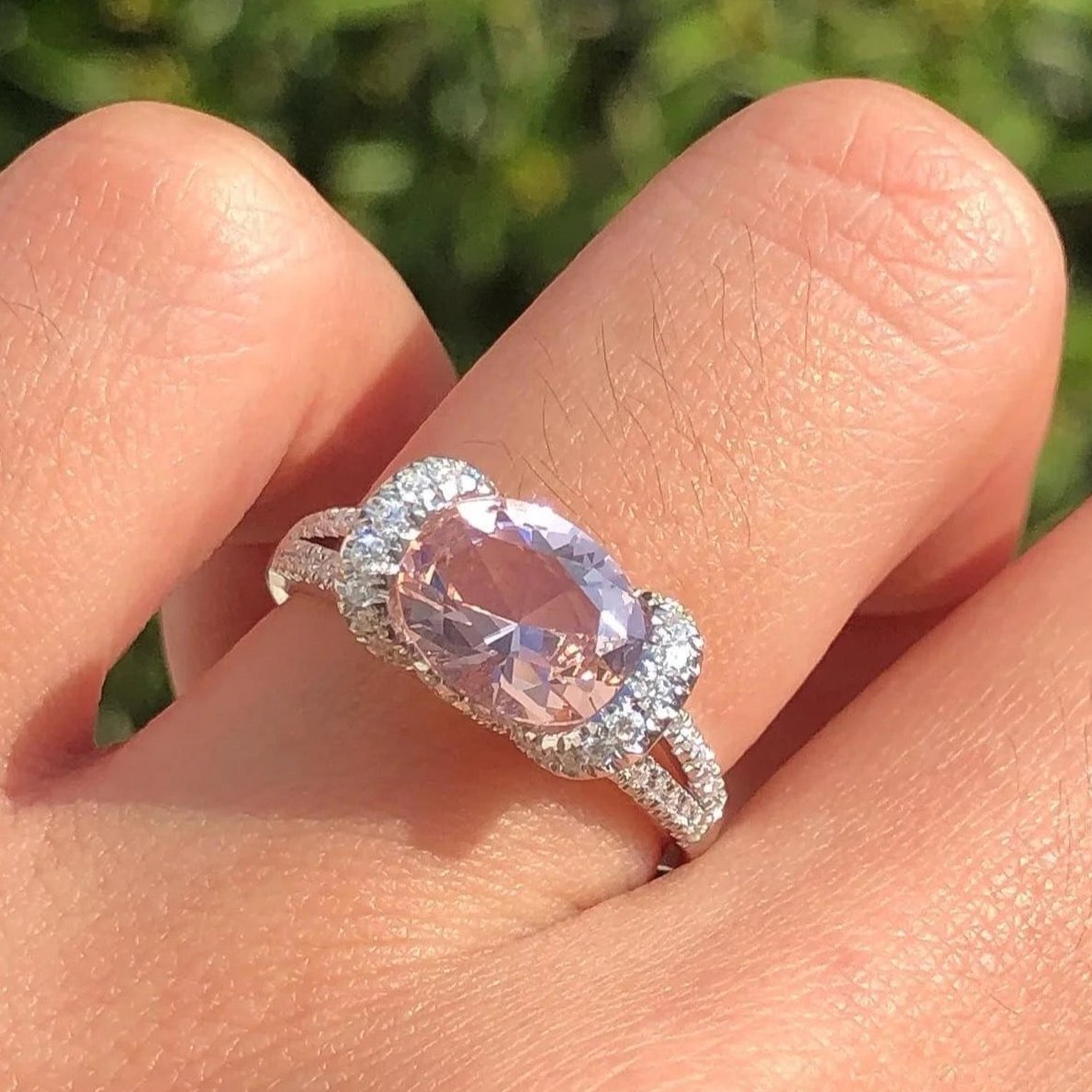 8Ct Pink Sapphire Cushion Cut Ring