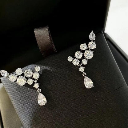 8Ct White Sapphire Pear Cut Drop Earrings