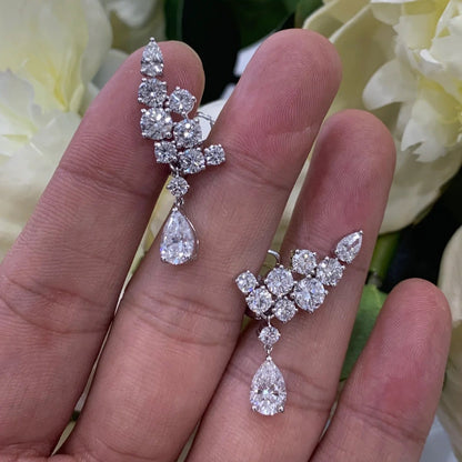 8Ct White Sapphire Pear Cut Drop Earrings