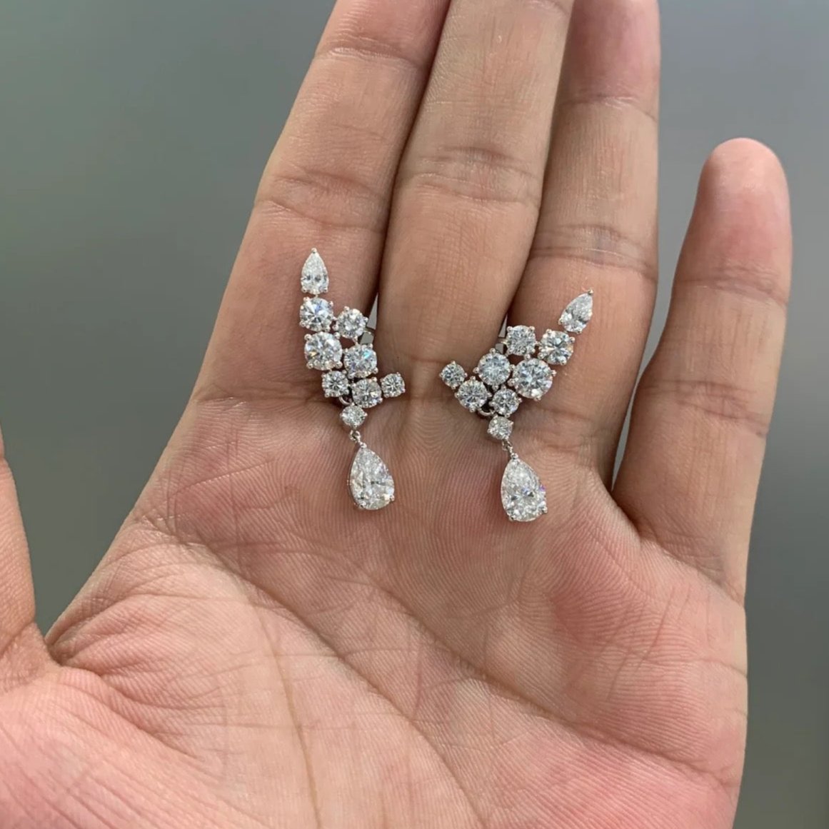 8Ct White Sapphire Pear Cut Drop Earrings