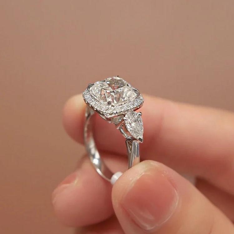 8Ct White Sapphire Cushion Cut Wedding Ring