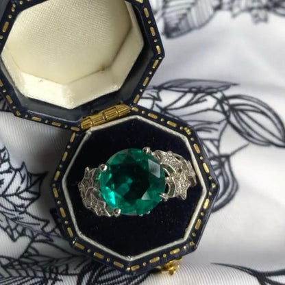 10Ct Green Sapphire Round Cut Ring