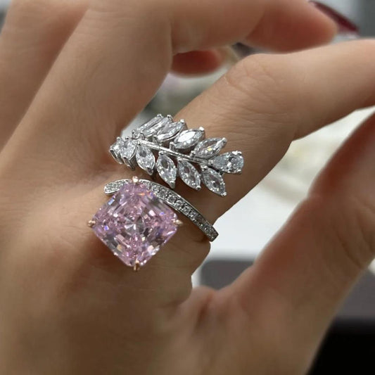 12Ct Pink Sapphire Asscher Cut Ring