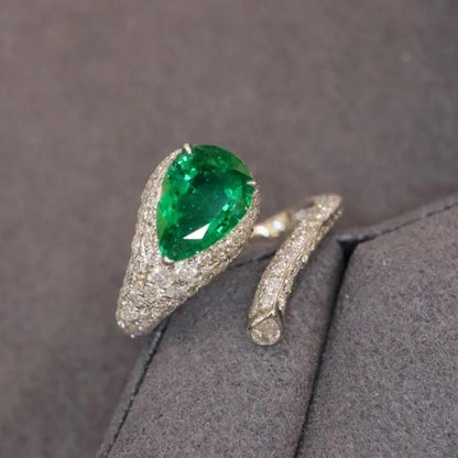 6Ct Green Sapphire Pear Cut Ring