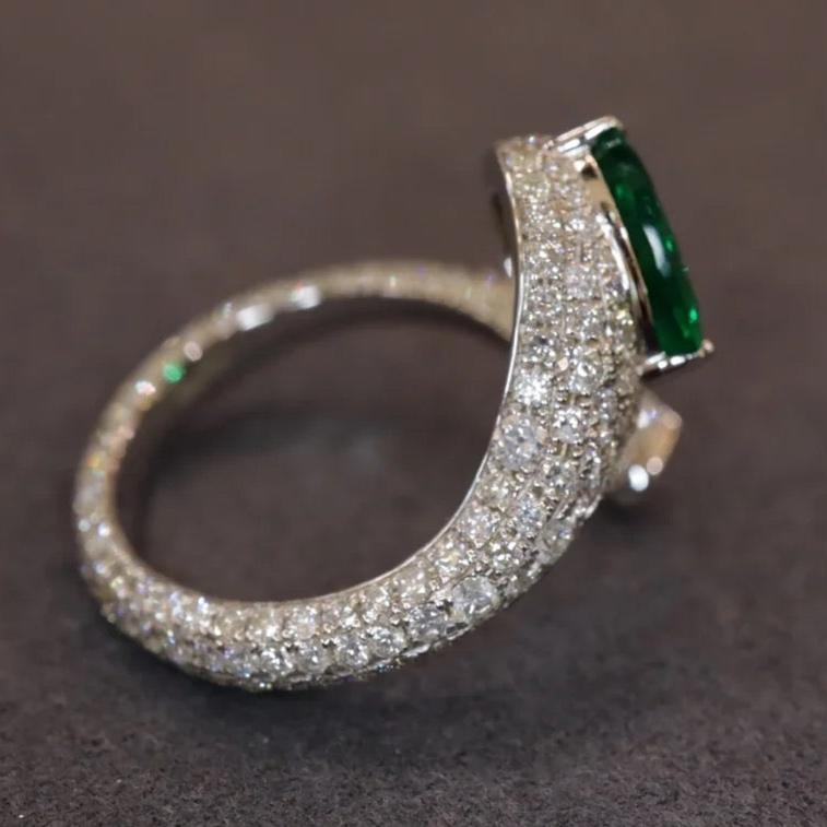 6Ct Green Sapphire Pear Cut Ring