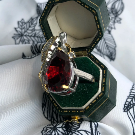 15Ct Red Sapphire Pear Cut Ring