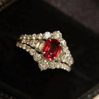 10Ct Red Sapphire Oval Cut Ring