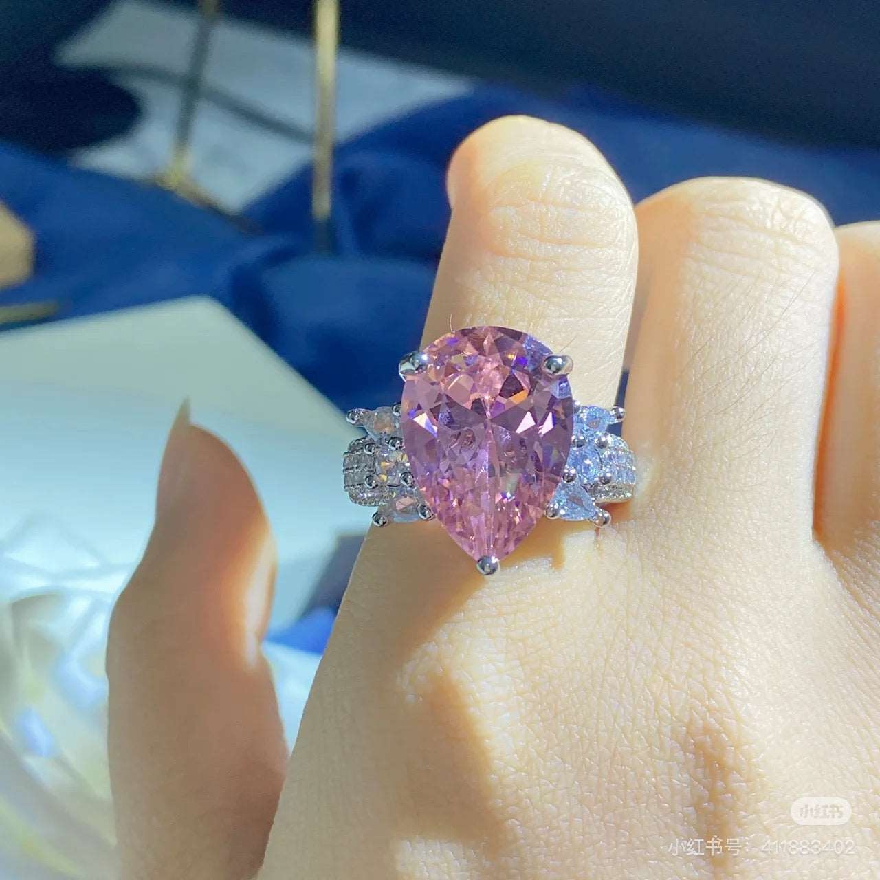 10Ct Pink Sapphire Pear Cut Ring