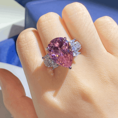 10Ct Pink Sapphire Pear Cut Ring