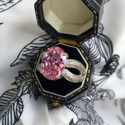 6Ct Pink Sapphire Round Cut Ring