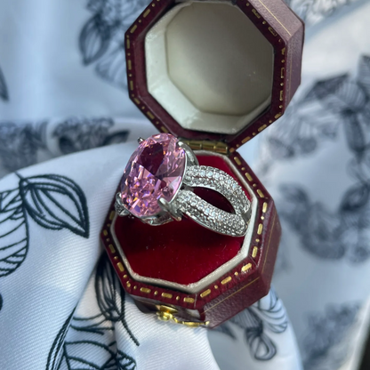 6Ct Pink Sapphire Round Cut Ring