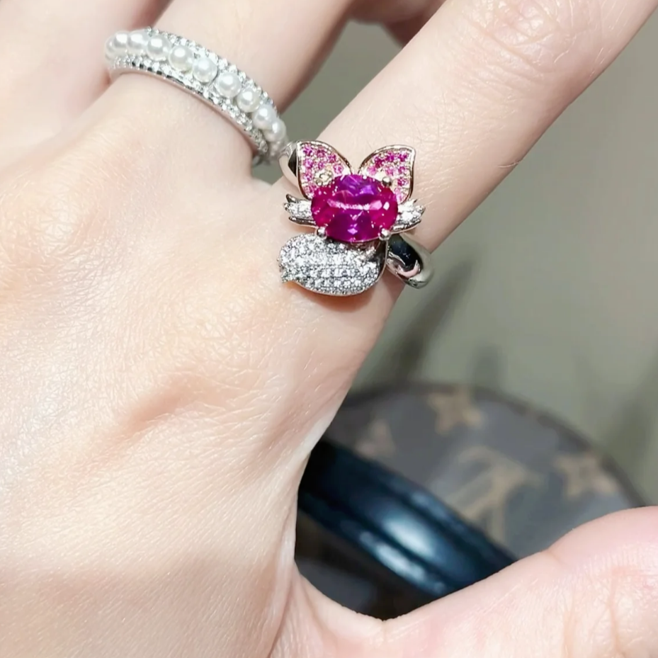 8Ct Pink Sapphire Oval Cut Engaement Ring