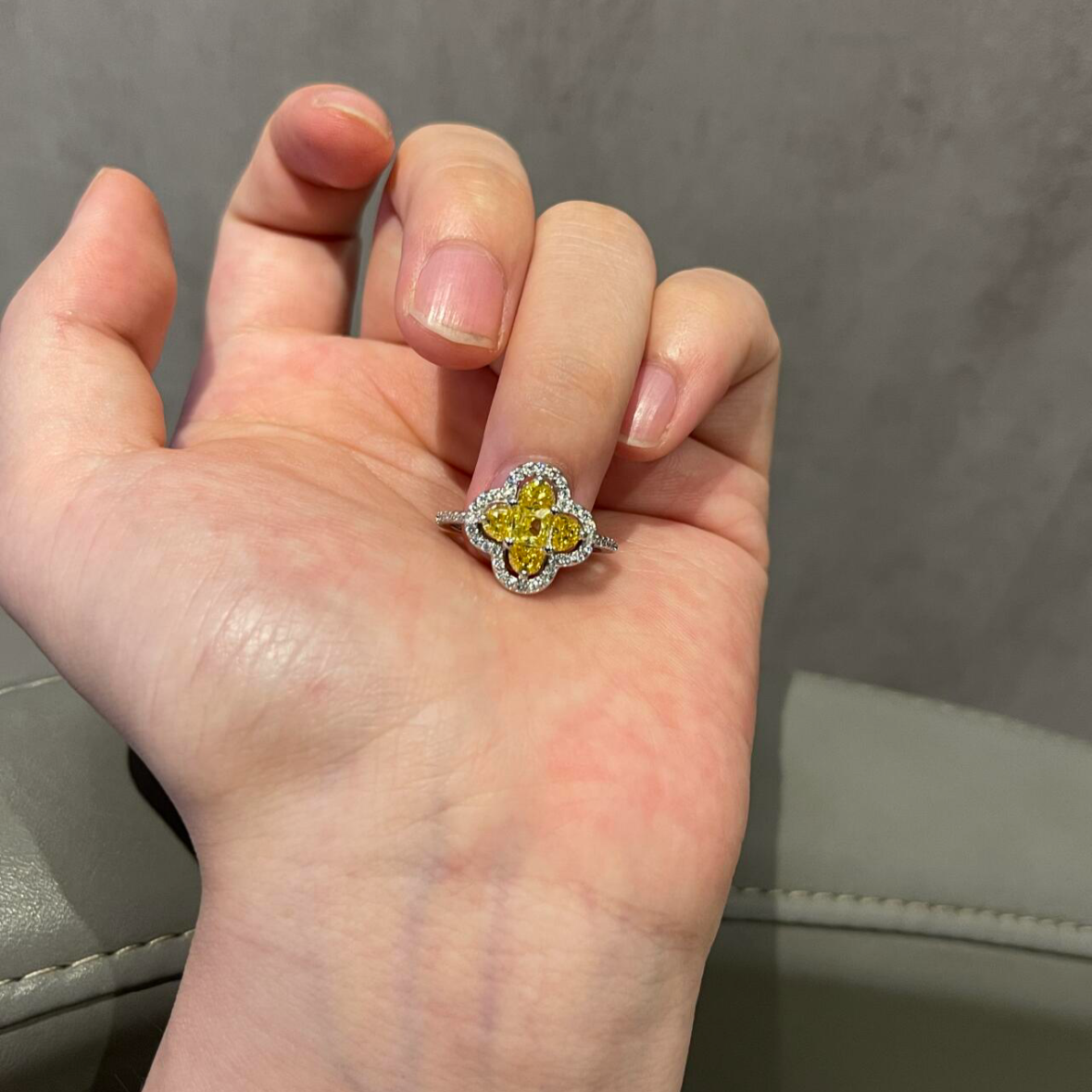 8Ct Yellow Sapphire Asscher Cut Engaement Ring