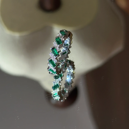 6Ct Green Sapphire Baguette Cut Ring