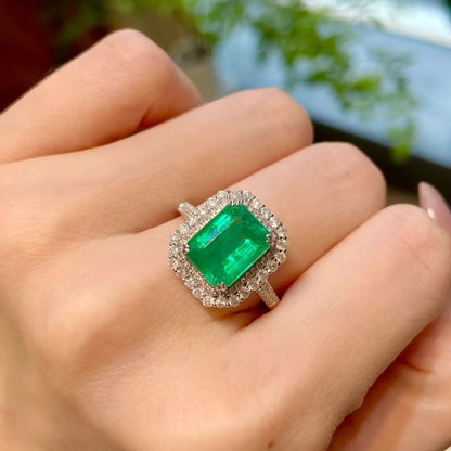 10Ct Green Sapphire Baguette Cut  Engagement Ring