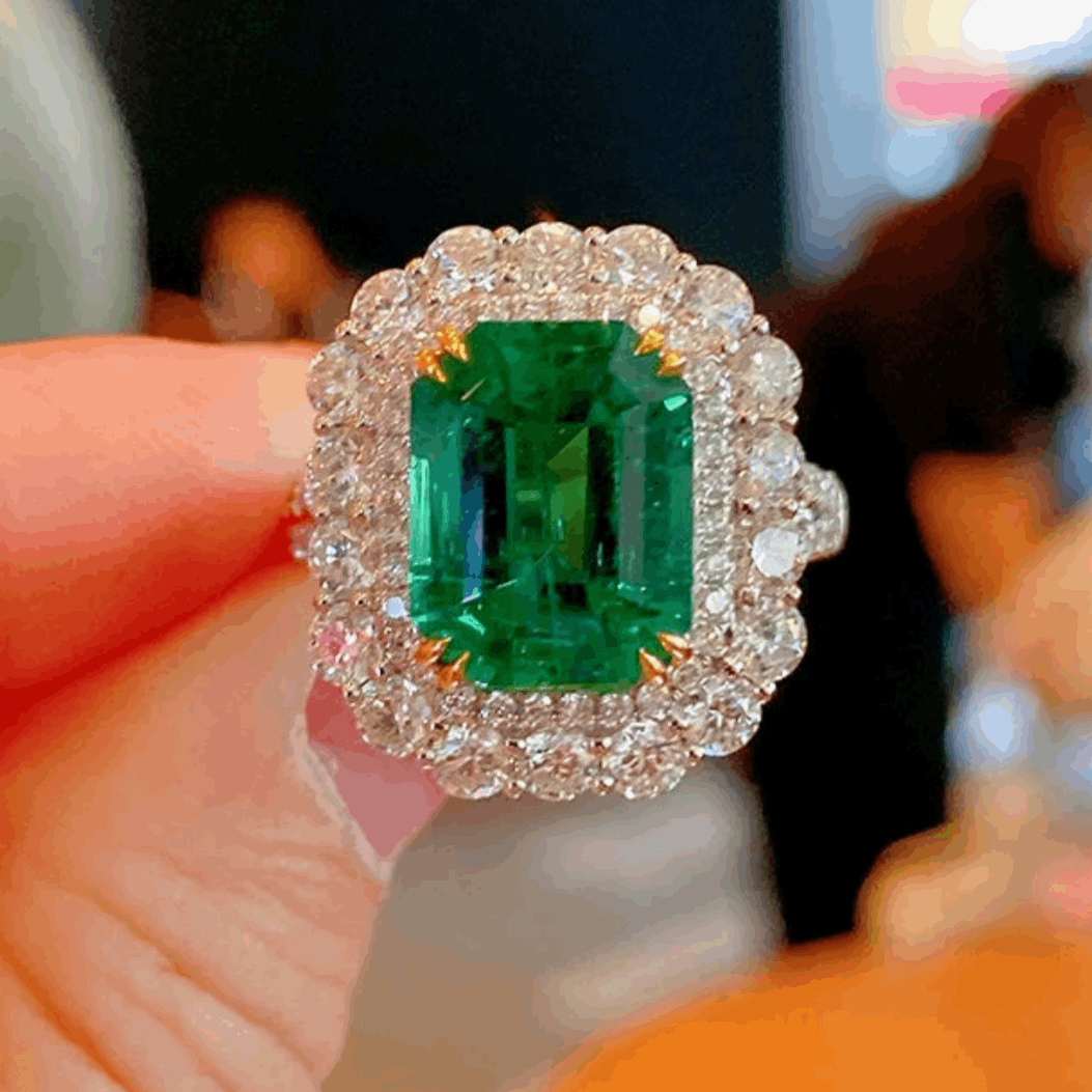 12Ct Green Sapphire Baguette Cut Engaement Ring