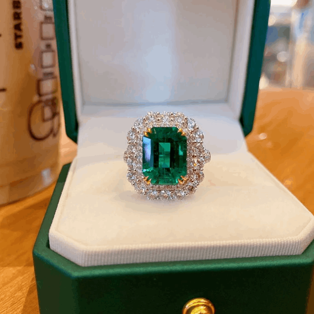 12Ct Green Sapphire Baguette Cut Engaement Ring