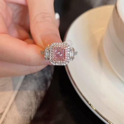 8Ct Pink Sapphire Baguette Cut Engaement Ring