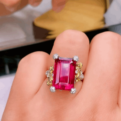 10Ct Red Sapphire Baguette Cut Engaement Ring