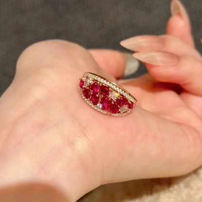 5Ct Red Sapphire Round Cut Engaement Ring