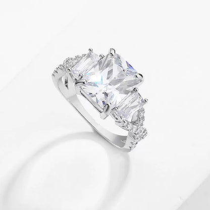 10Ct White Sapphire Asscher Cut Wedding Ring