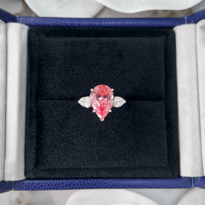 10Ct Pink Sapphire Pear Cut Engaement Ring