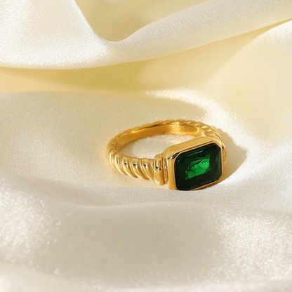 3Ct Green Sapphire Baguette Cut Ring