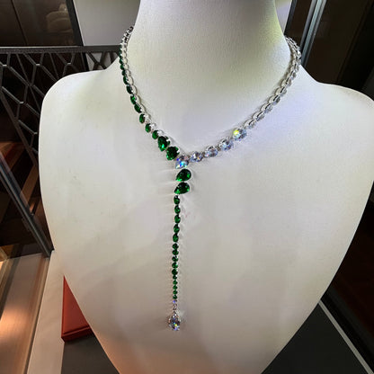 20Ct Green Sapphire  Pear Cut Necklace