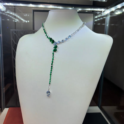 20Ct Green Sapphire  Pear Cut Necklace