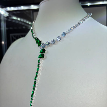 20Ct Green Sapphire  Pear Cut Necklace