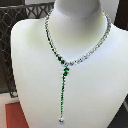 20Ct Green Sapphire  Pear Cut Necklace