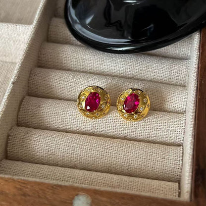 8Ct Pink Sapphire Oval Cut Stud Earrings